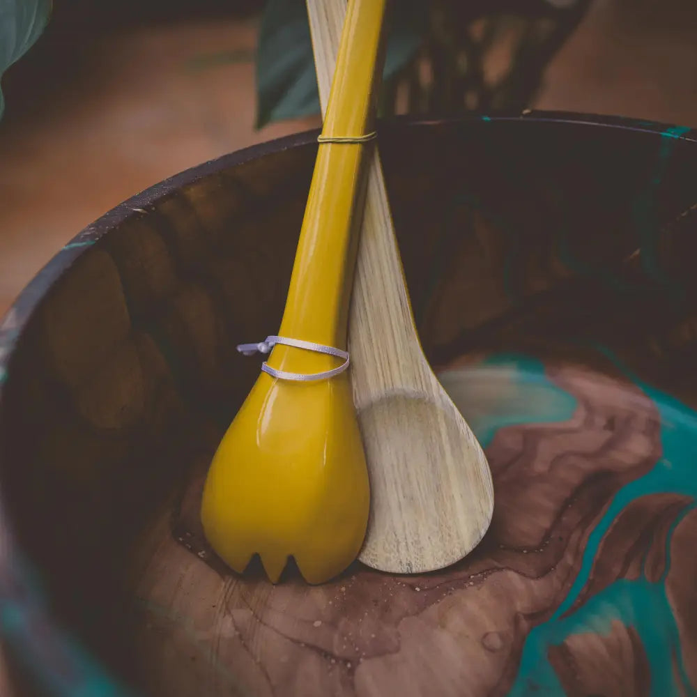 Bamboo Salad Tongs - Yellow - Living
