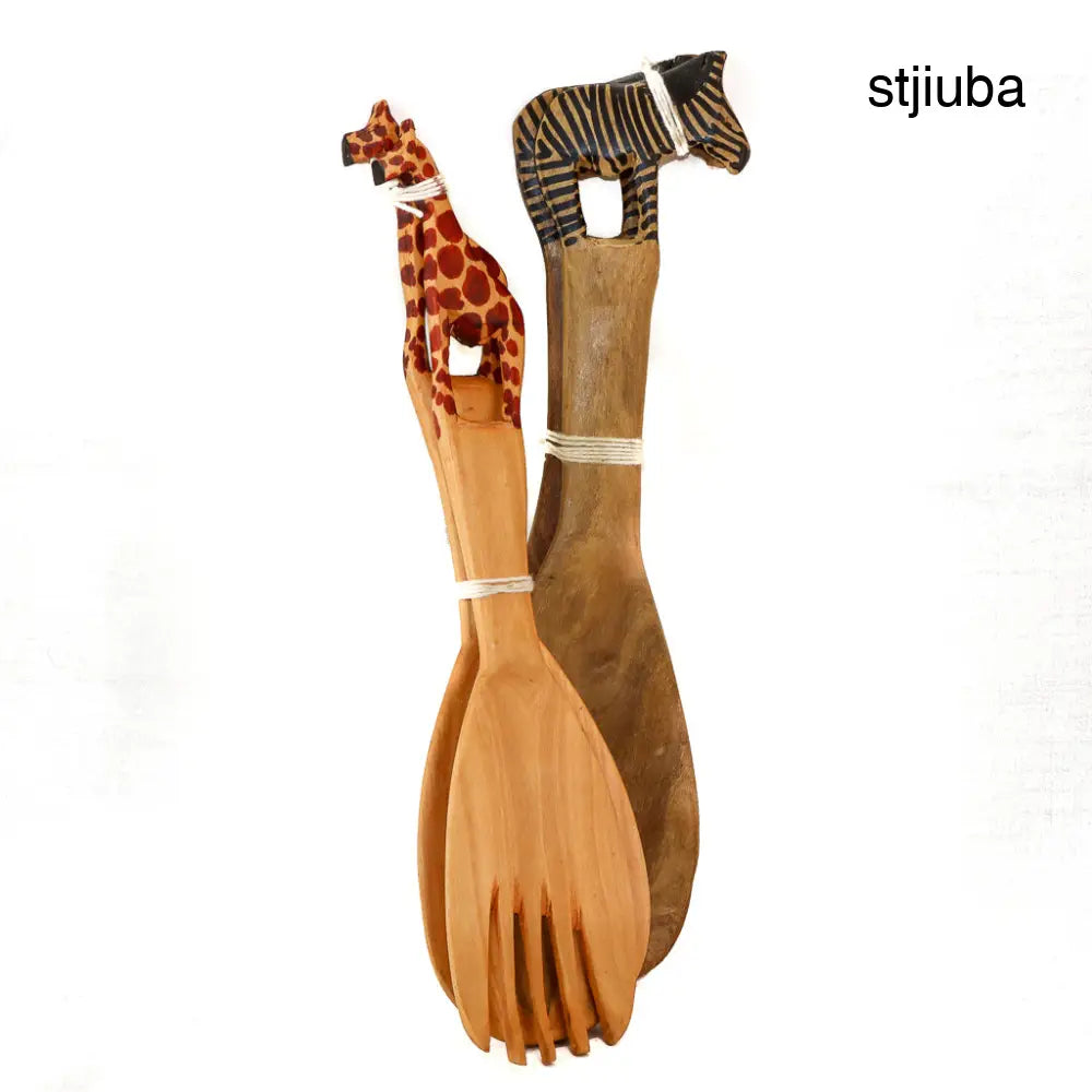 Painted Animal Salad Tongs - Giraffe - Living