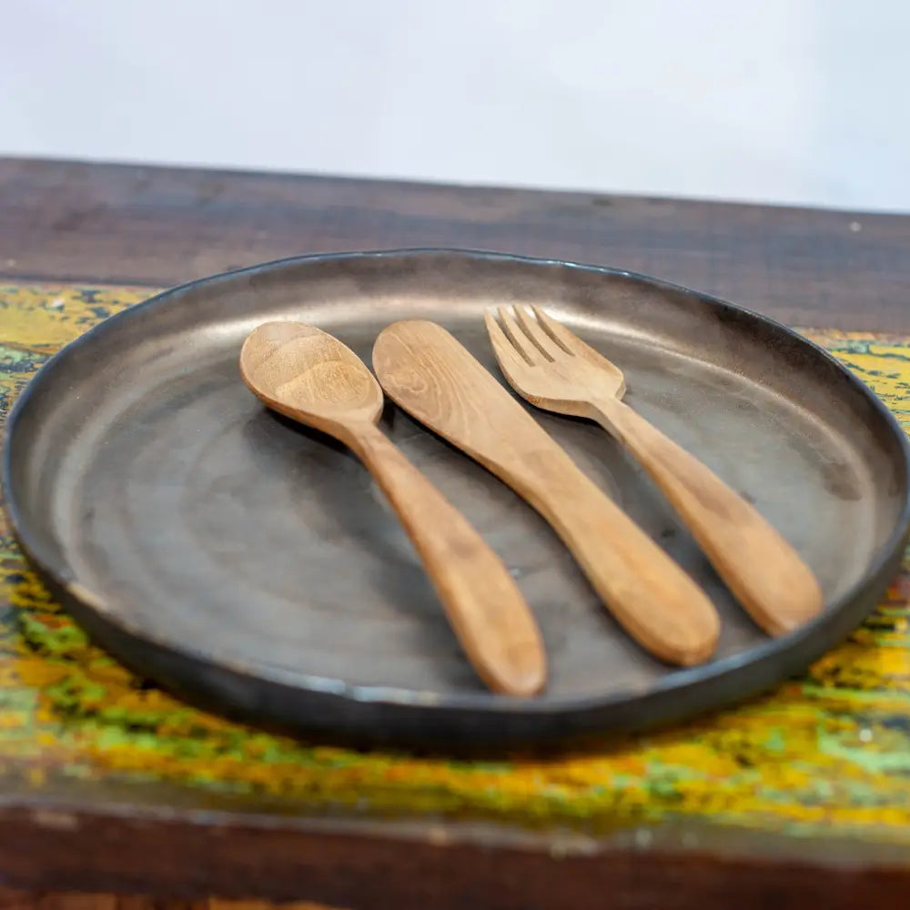Teak Fork Knife and Spoon Set - Living