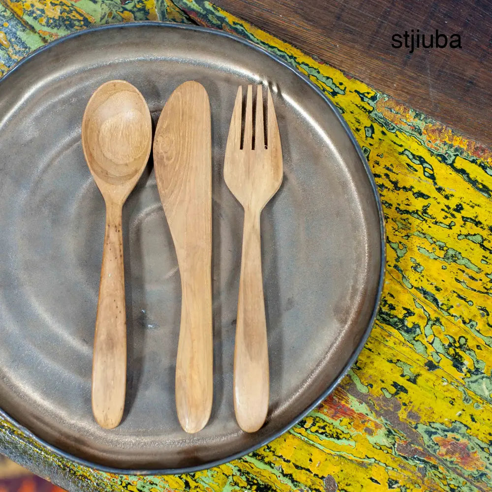 Teak Fork Knife and Spoon Set - Living